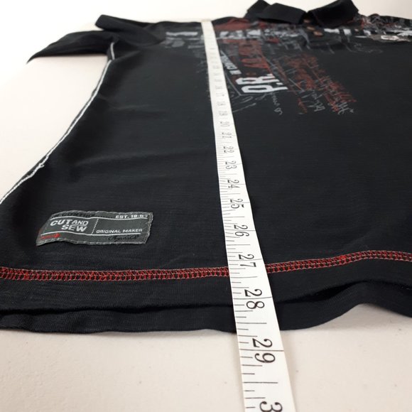 Project Raw Black Long Sleeve Graphic Printed Polo T-Shirt - Picture 12 of 16